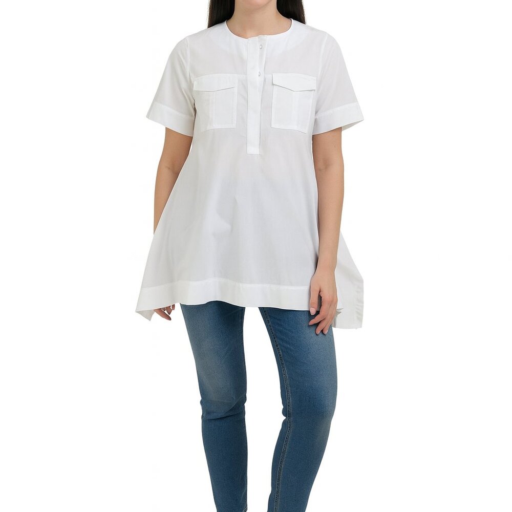 Sportmax white classic yet unique cotton blouse size 12